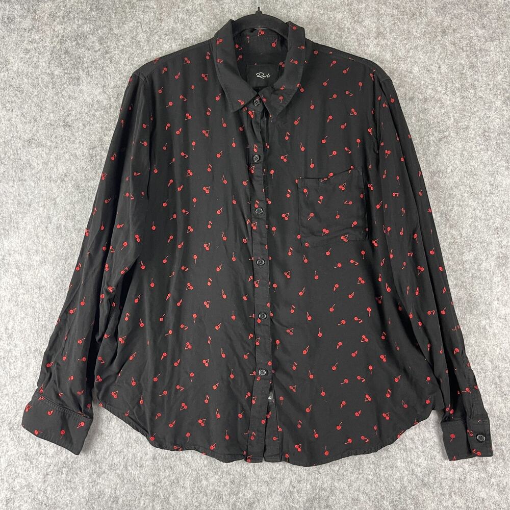 Revolve‎ Rails Rocsi Top Womens Large Metallic Cherries Button Down Lightweight